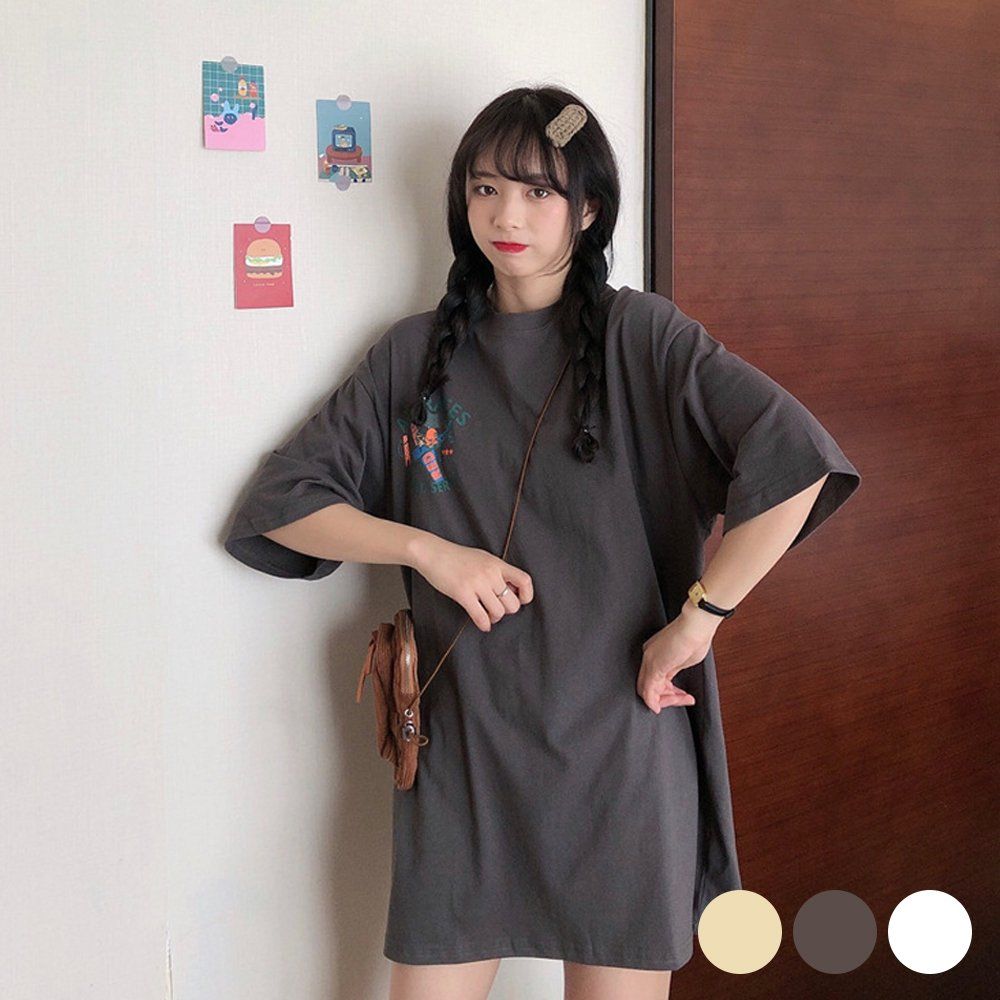 앞뒤프린팅 여리여리 여친룩 오버핏 티셔츠 [WFG2205]