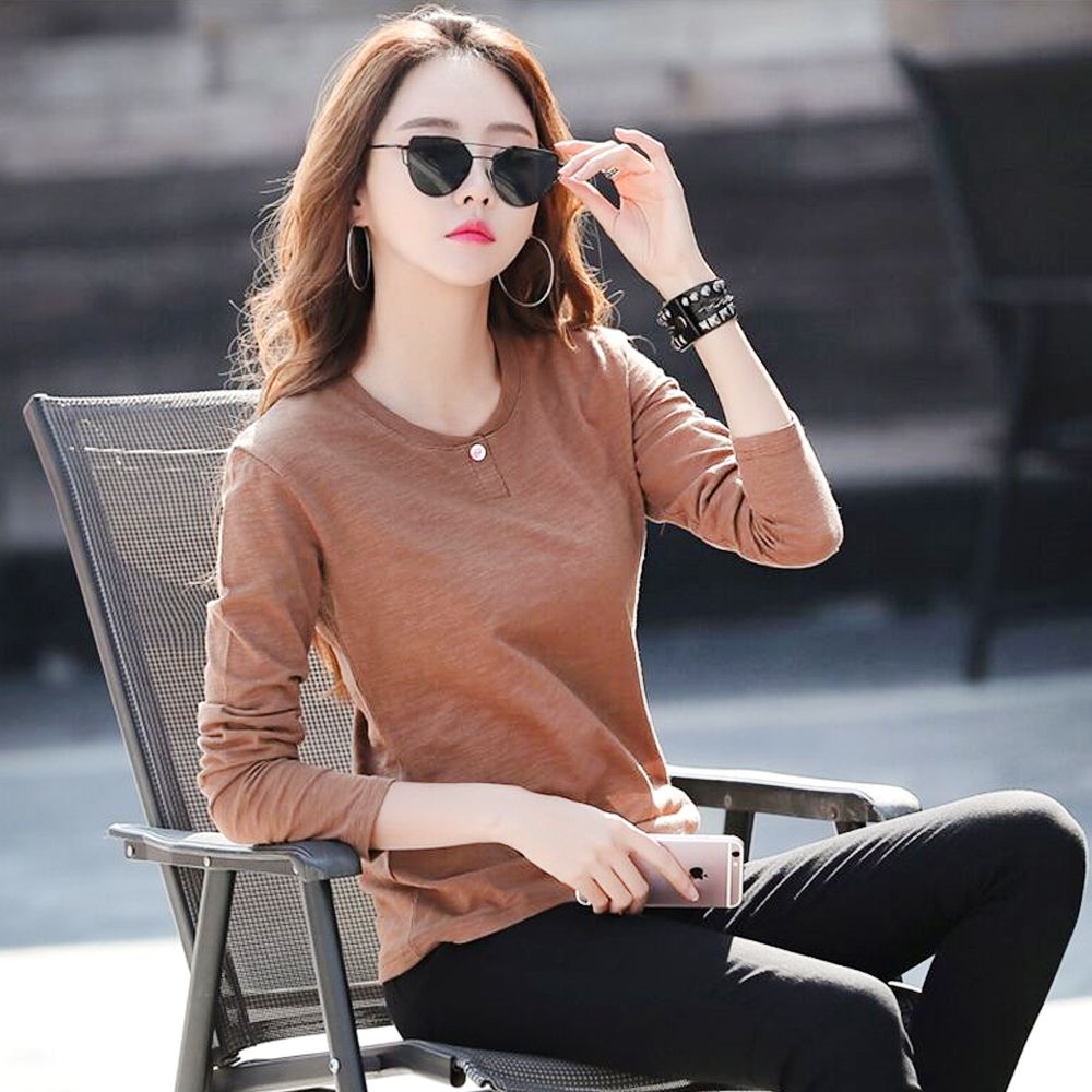 여성 여자 무지 라운드넥 티셔츠 기본티 [WE5F1AB]
