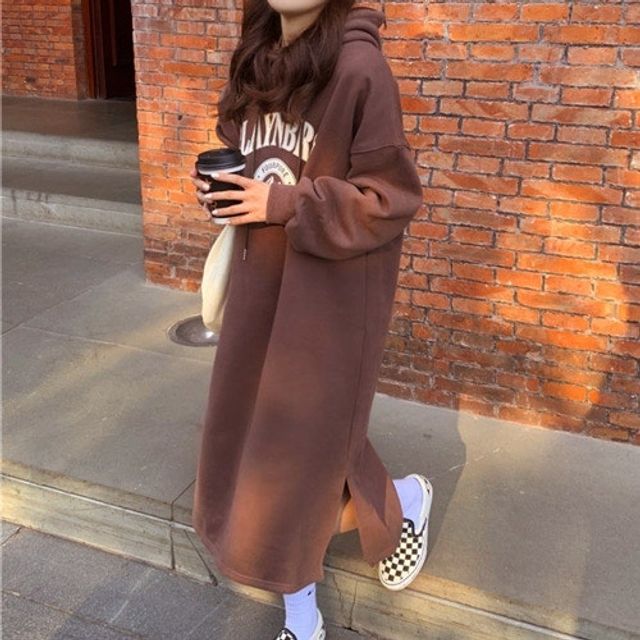 데일리 기모 후드 롱 원피스 [WFG6ATZ]