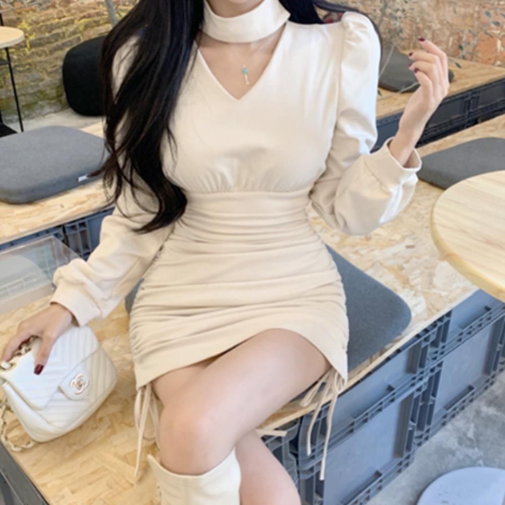 홀터넥 H라인 여성 파티 원피스 블랙 타이트 [WEE9095]