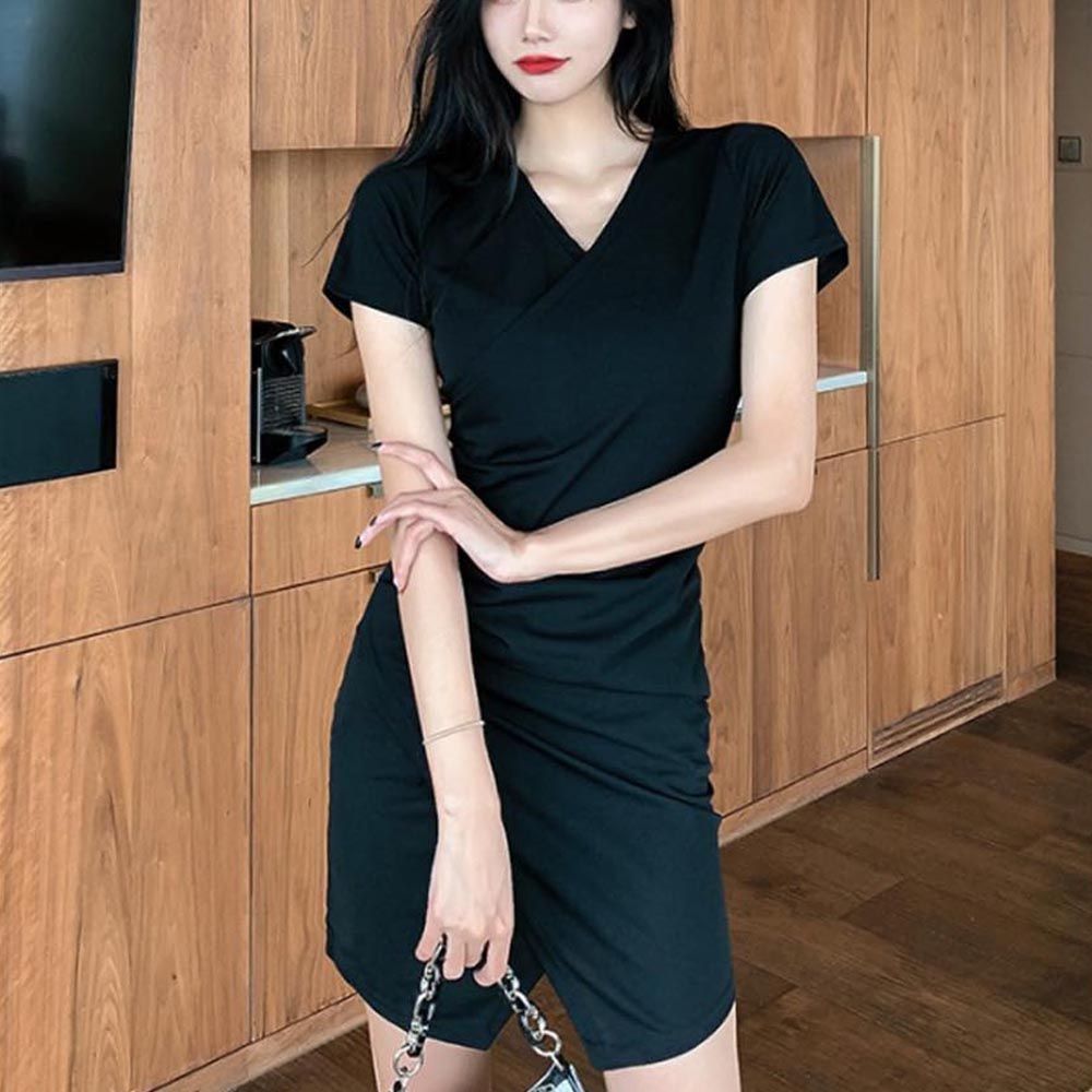우아한 하객 원피스 오피스룩 블랙 여름 격식 코디 [WA2342C]