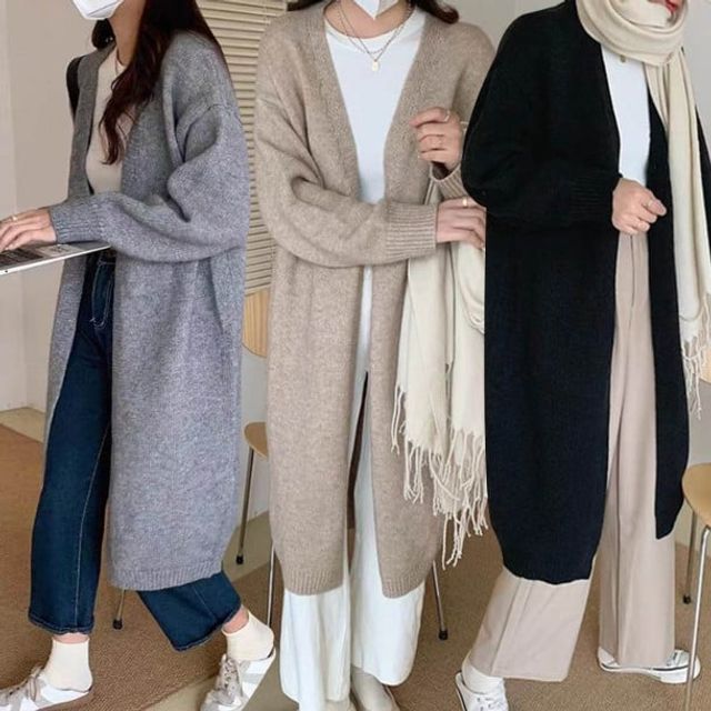 로브롱가디건 로브가디건 롱가디건 엉덩이덮는기장 [WE8732D]