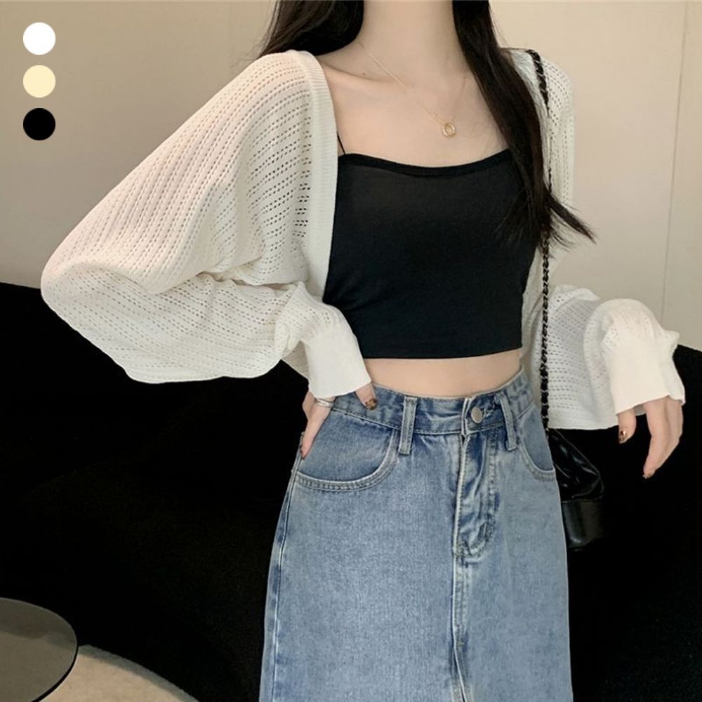 여성 여름 얇은 소재 펀칭 볼레로 URK325 [WE80FD3]