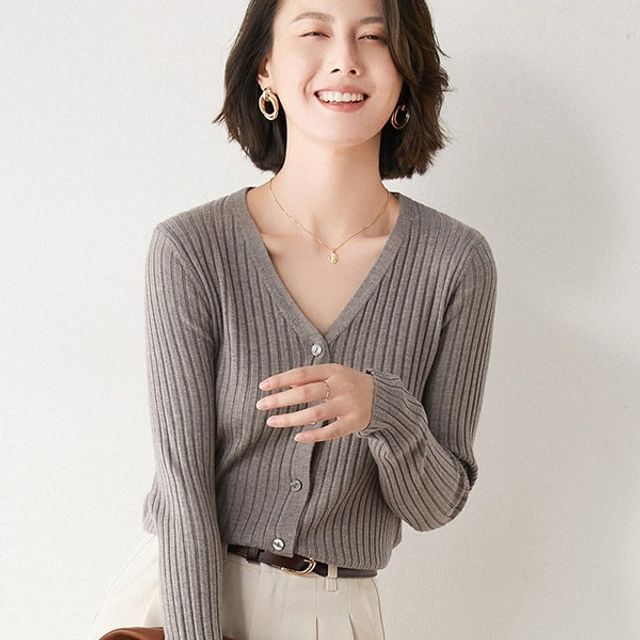 G007 가디건 LK 니트 4컬러숏 골지 [WD6BD9B]