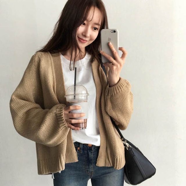 커리어우먼 여리여리 여성스러운 심플 여성 숏 가디건 [W9EDCDD]