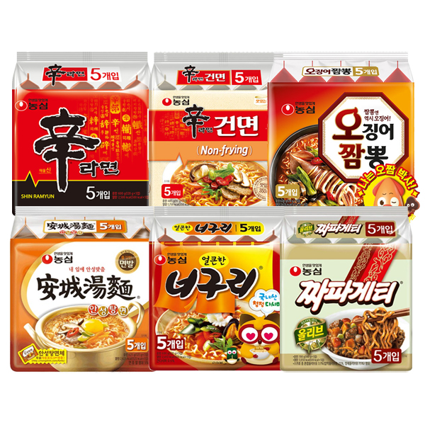 농심 신라면 5+신라면건면 5+안성탕면 5+너구리 5+짜파게티 5+오징어짬뽕 5
