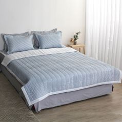 핀스트라이프 시어서커 여름이불 누빔이불+패드+베개커버 침구 세트 슈퍼싱글 SS