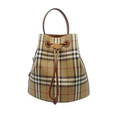 버버리 스몰 체크 버킷백 베이지 8100490
