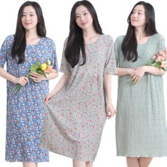 반팔 원피스 빅사이즈 플리츠 꽃주름