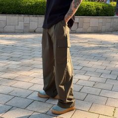 남자 아메카지룩 여름카고팬츠 와이드핏 핀턱 면 바지