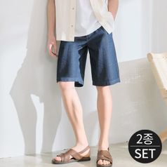 디클로 소프트 데님 풀스트링 남성 5부 팬츠 2종세트