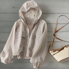 |CCJ64F6|여성 여름 후드 오버사이즈 바람막이 점퍼