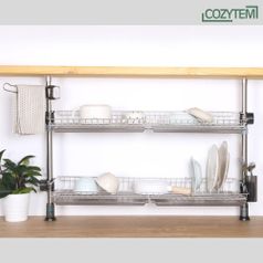 코지템 2단 기둥식 식기건조대 700 플러스 스테인레스 무타공 싱크대 선반 주방수납