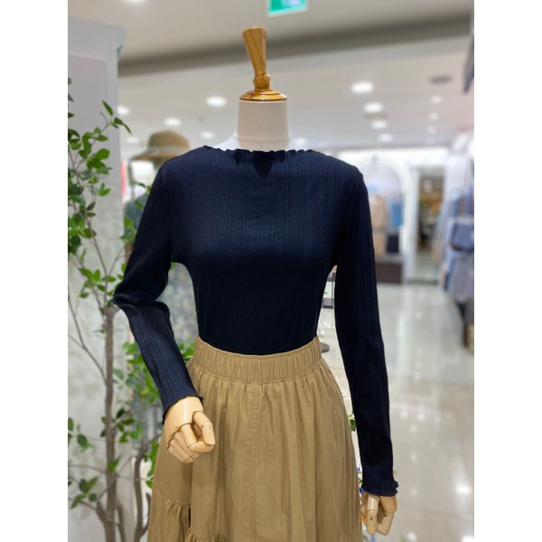 (주)아이디조이 [갤러리아] [레코브]끝단 셔링 골지티셔츠(LC61E9LT520X)