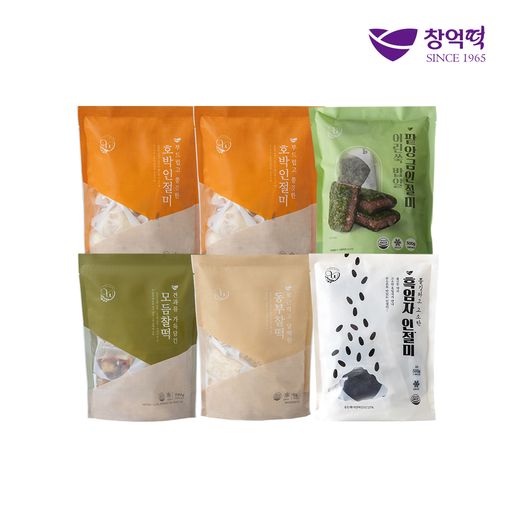 창억모둠떡 5종 6봉/총 60개(호박인절미X2+쑥밥알팥앙금인절미+흑임자인절미+모듬찰떡+동부찰떡)구매 후 5% 적립