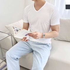 남자기본브이반팔면티셔츠 라운드티 맨투맨 면티 티셔츠 반팔