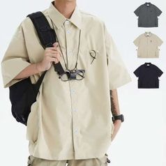 여름 남성 스타일리시 루즈핏 반팔 셔츠