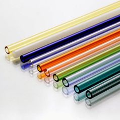 쁘띠끄 내열 유리빨대 스트로우 커브,직선10개