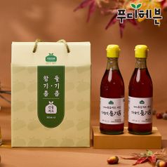 (선물세트_상자포함)100% 통깨 착유 하늘빛 들기름 350ml+350ml