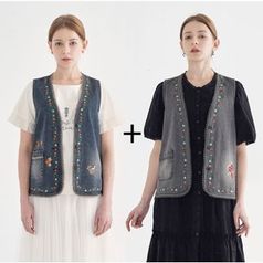 라라쎄 자수데님베스트 2종 5%쿠폰+구매 후 2천원 적립