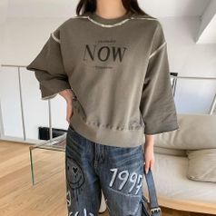 |KHT9B63|여성 키치 스타일 워싱 루즈핏 컬러 반팔 맨투맨