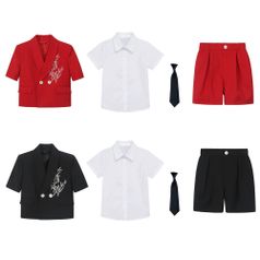 (대여) 브레스티드 반팔 반바지 대나무 자수 턱시도