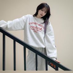 |KHT9D60|여성용 레터링 라운드넥 맨투맨 티셔츠 - 봄 가을 겨울용