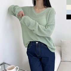 블레오 여자 루즈핏 브이 긴팔 니트 DM2512161743