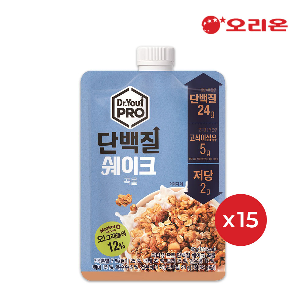 오리온 닥터유프로 단백질쉐이크 곡물 5P (210g) 3개
