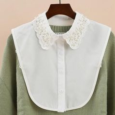 자수 페이크 카라 진주 장식 포인트 레이어드 이너카라 목만있는 셔츠