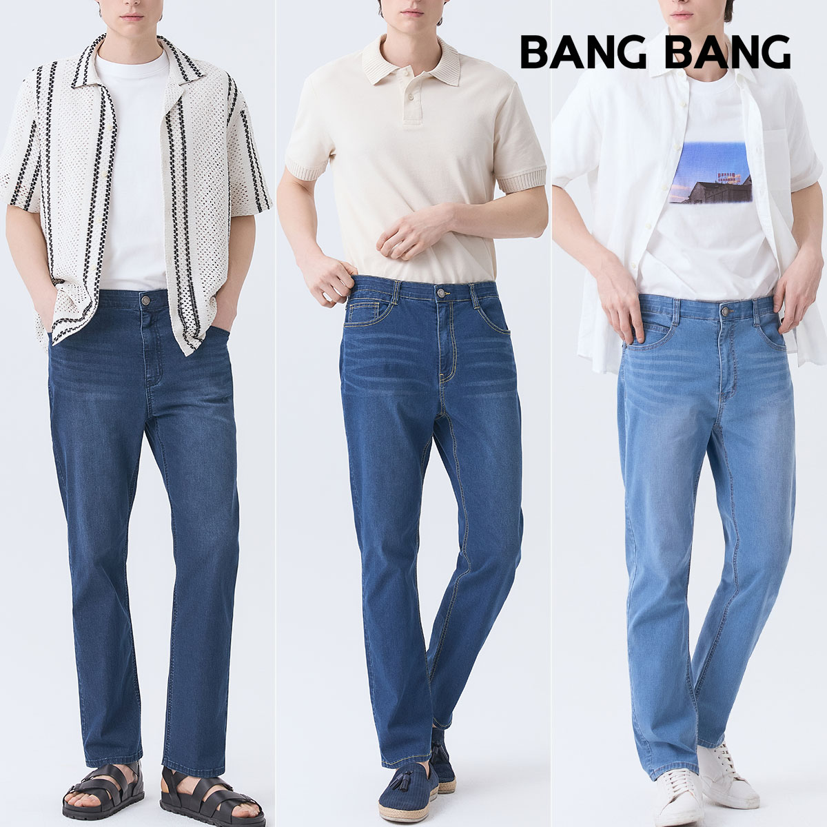 [뱅뱅] 남성 썸머 라이크라 시그니처 데님 3종택1