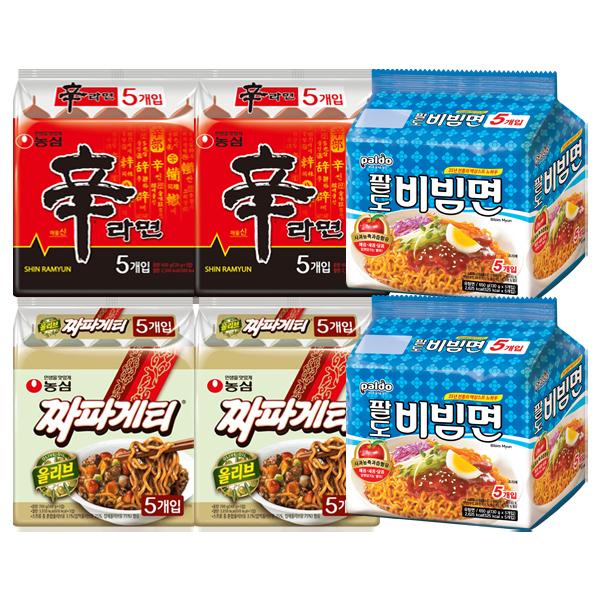 농심 신라면 10봉 + 짜파게티 10봉 + 팔도 비빔면 10봉