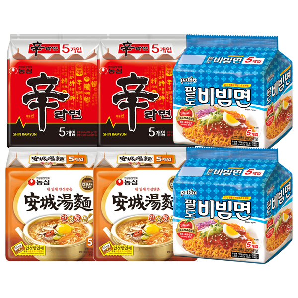 농심 신라면 10봉 + 안성탕면 10봉 + 팔도 비빔면 10봉