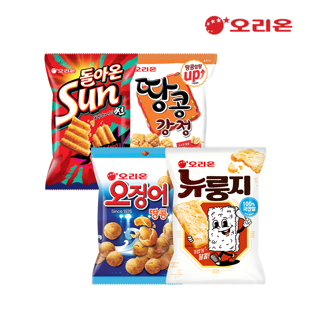 오리온 미니스낵 오땅뉴썬 (오징어땅콩4+땅콩강정4+썬핫4+뉴룽지4)