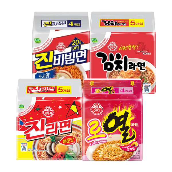 오뚜기 오뚜기 진라면 5봉 + 진비빔면 4봉 + 로열라면 4봉 + 김치라면 5봉
