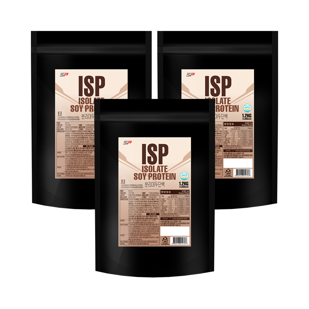 ISP 식물성 단백질쉐이크 분리대두단백질 초코맛 1.2kg x 3개