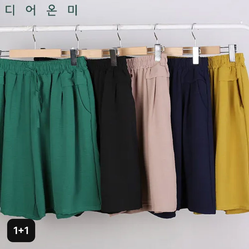 (디어온미)찰랑 스판 5부 밴딩 팬츠 1+15%쿠폰+구매 후 3천원 적립