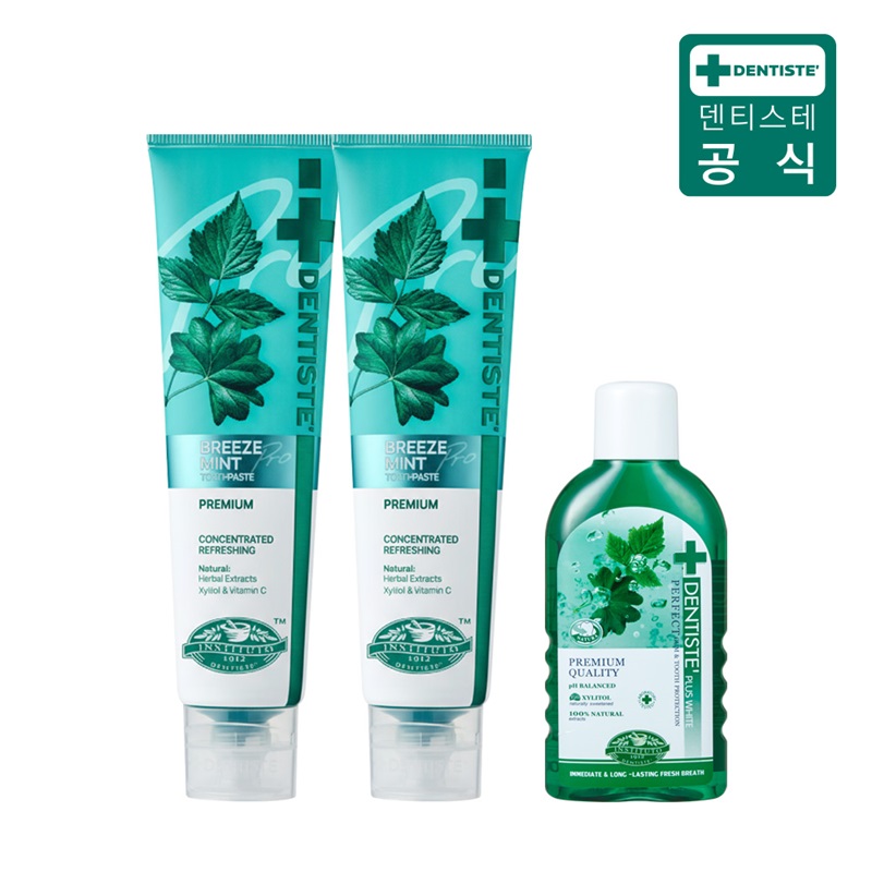 (최신상) 덴티스테 브리즈민트 프로(입냄새제거 불소치약) 180gX2+가글구매 후 3천원 적립