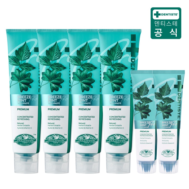 (최신상) 덴티스테 브리즈민트 프로(입냄새제거 불소치약) 180gX4+60gX2구매 후 3천원 적립