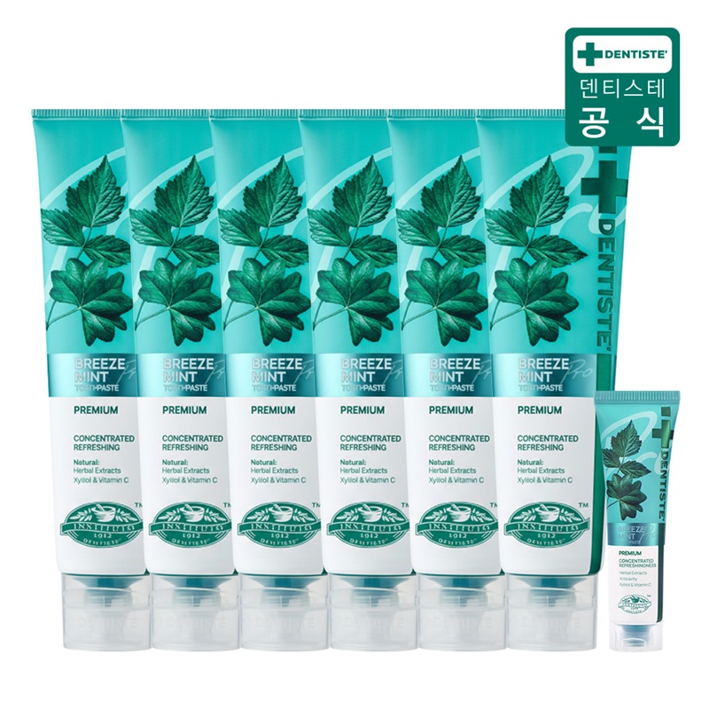 (최신상) 덴티스테 브리즈민트 프로(입냄새제거 불소치약) 180gX6+20g5%쿠폰+구매 후 3천원 적립