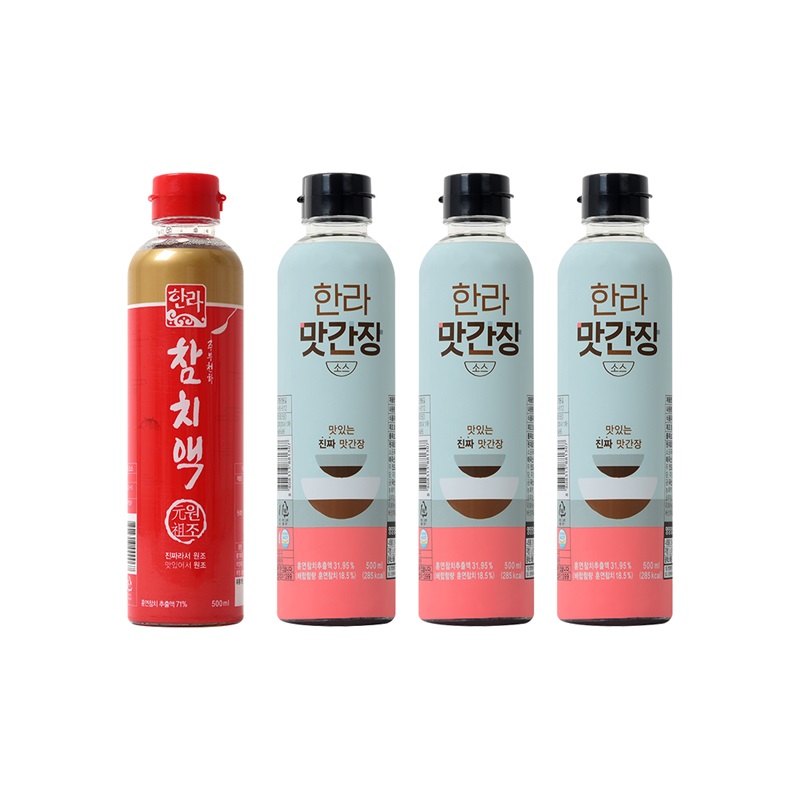 한라 맛간장세트(맛간장 500mlX3병+참치액 500mlX1병)5%쿠폰+구매 후 3천원 적립