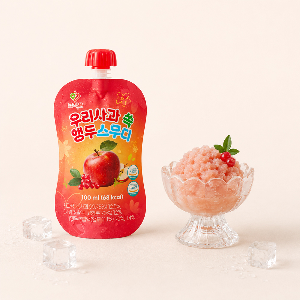 우리 아이간식 사과 앵두스무디 냉동 100ml 1박스(40개)