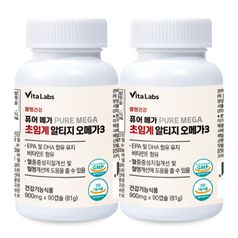 비타랩스 혈행건강 퓨어메가 초임계 알티지 오메가3 90캡슐 2통 6개월분