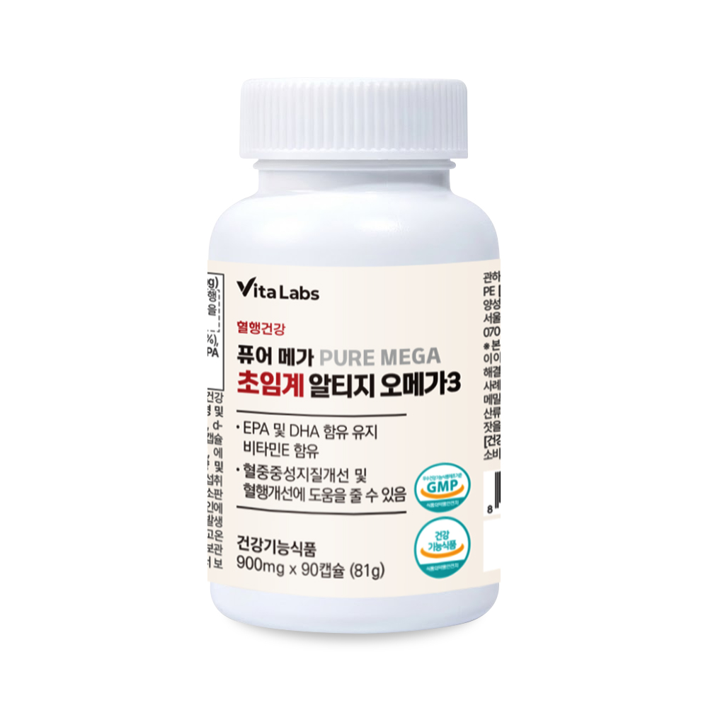 비타랩스 혈행건강 퓨어 메가 초임계 알티지 오메가3 90캡슐 1통 3개월분