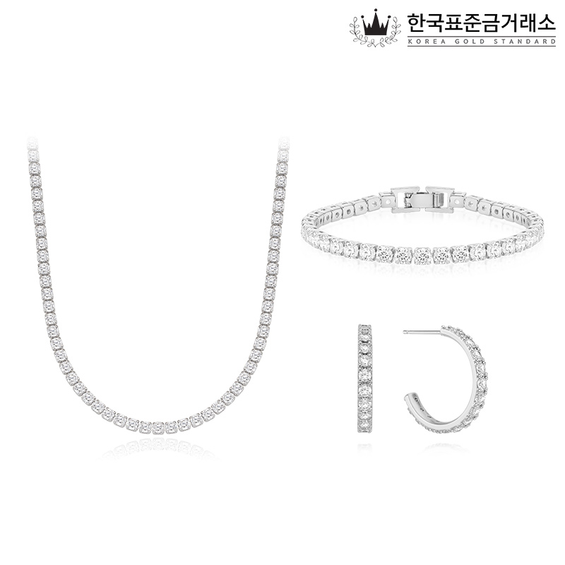 한국표준금거래소 테니스 목걸이+팔찌+귀걸이5%쿠폰+구매 후 3천원 적립