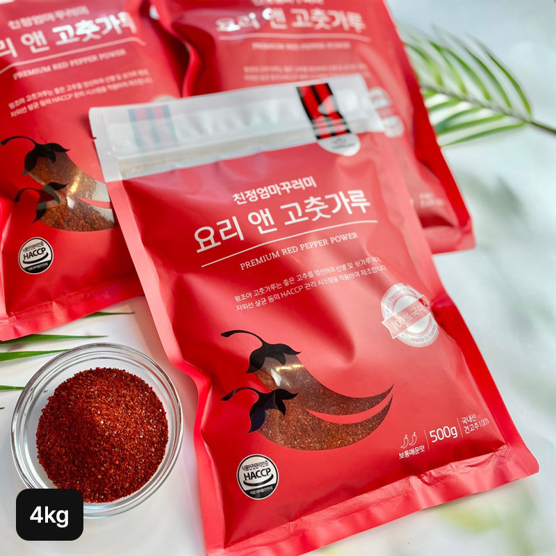 [26년 햇 고춧가루] 친정엄마꾸러미 요리 앤 고춧가루 500gX8팩(총 4kg)  5%쿠폰+구매 후 3천원 적립