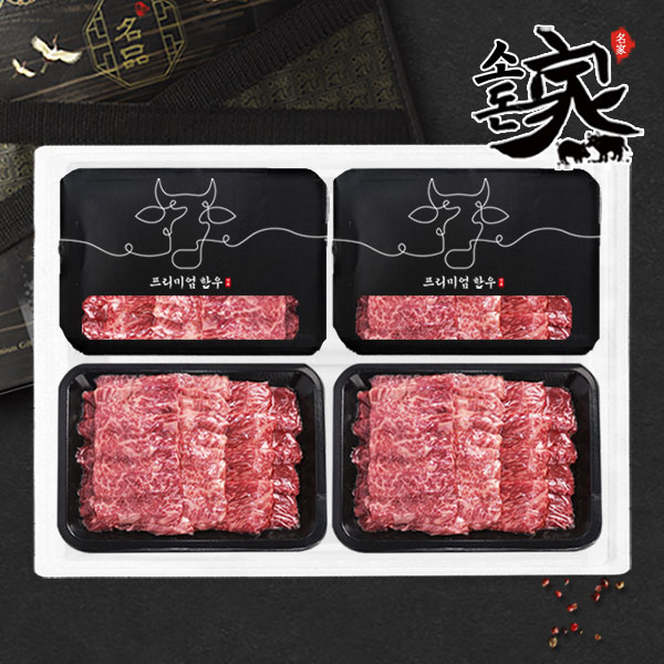 대신육가공 [소돈가]1++ 한우 꽃등심 구이 모듬 선물세트(600gx4)2.4kg