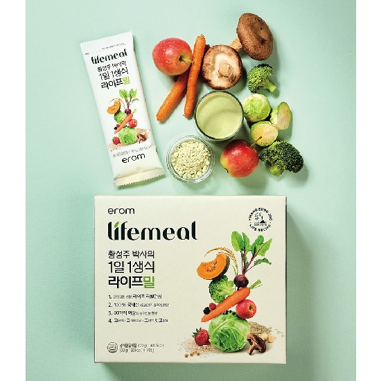 (주)이롬홀딩스 황성주 박사의 1일1생식 라이프밀 6박스+흔들컵+검은콩깨쌀두유16팩