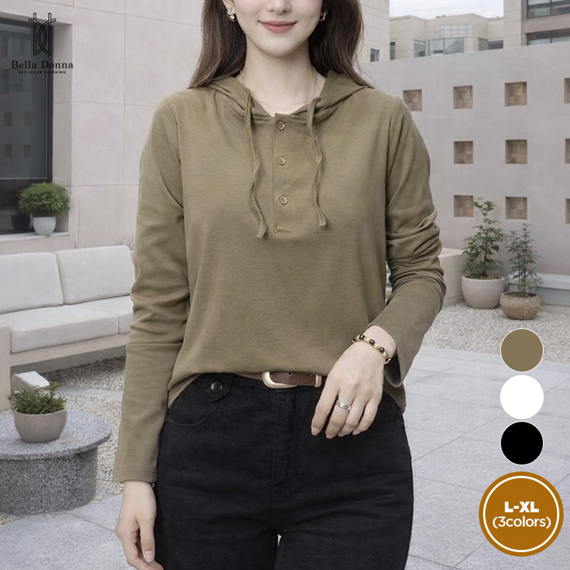 벨라도나 여성 FW 3버튼 후드티셔츠 이너티 레이어드 BON-2721