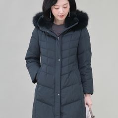 애비뉴투지 엄마옷 백화점 폭스 후드 토끼털 렉스 카라 구스 롱 패딩 J12365